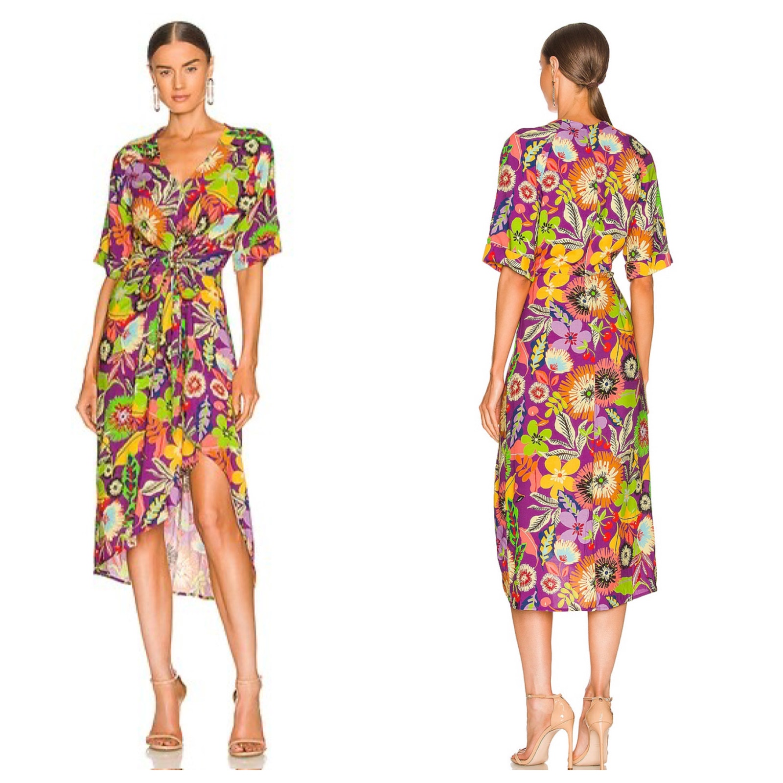 Le Superbe Floral Gypsy Muse Midi Dress Cherry Lotus Land Size 4